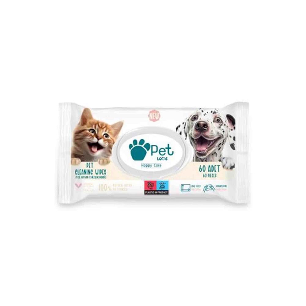 Pet Love Evcil Hayvan Temizleme Mendili 60lı