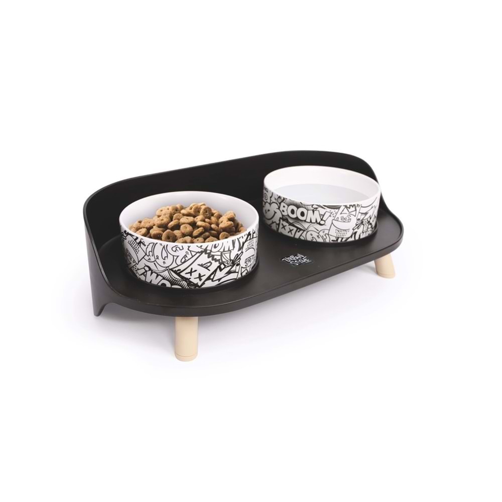 M-PETS ALTITUDE URBAN STYLE 2Lİ MAMA KABI STANDI BLACK&WHİTE